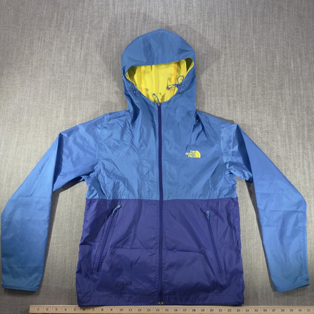 The North Face Jacket Womens XS Blue Colorblock Hooded Full Zip Windbreaker